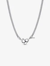 Brand New Authentic Pandorra 925 Silver Heart Studded Chain Necklace 392451C00