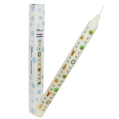 WIDDLE WONDERLAND Christmas Advent Candle Boxed 25cm Tapered Countdown Festive Colour Images Cream