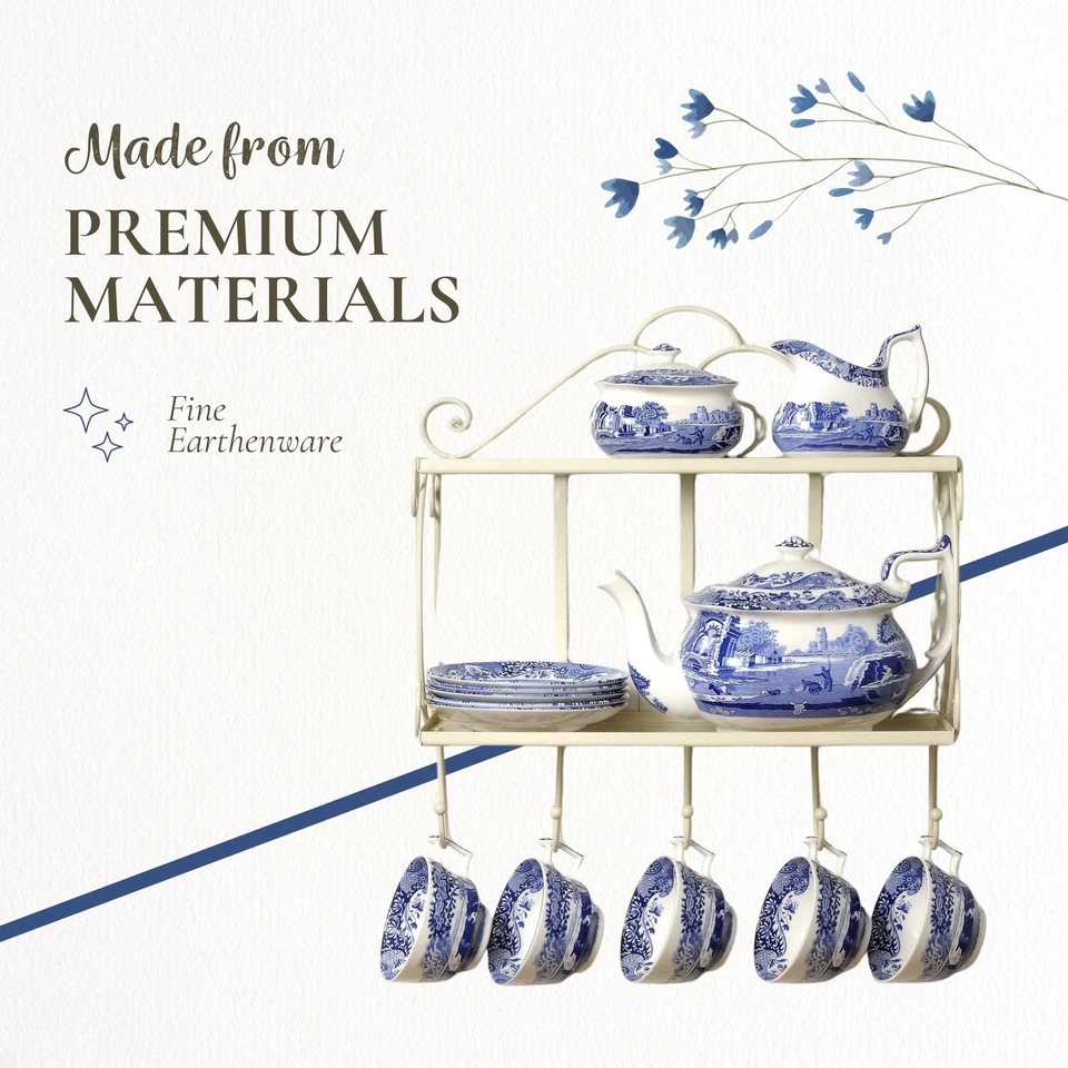 Prato de servir Spode azul italiano 2 peças porcelana 11,5" com cúpula 9" - Imagem 4 de 4