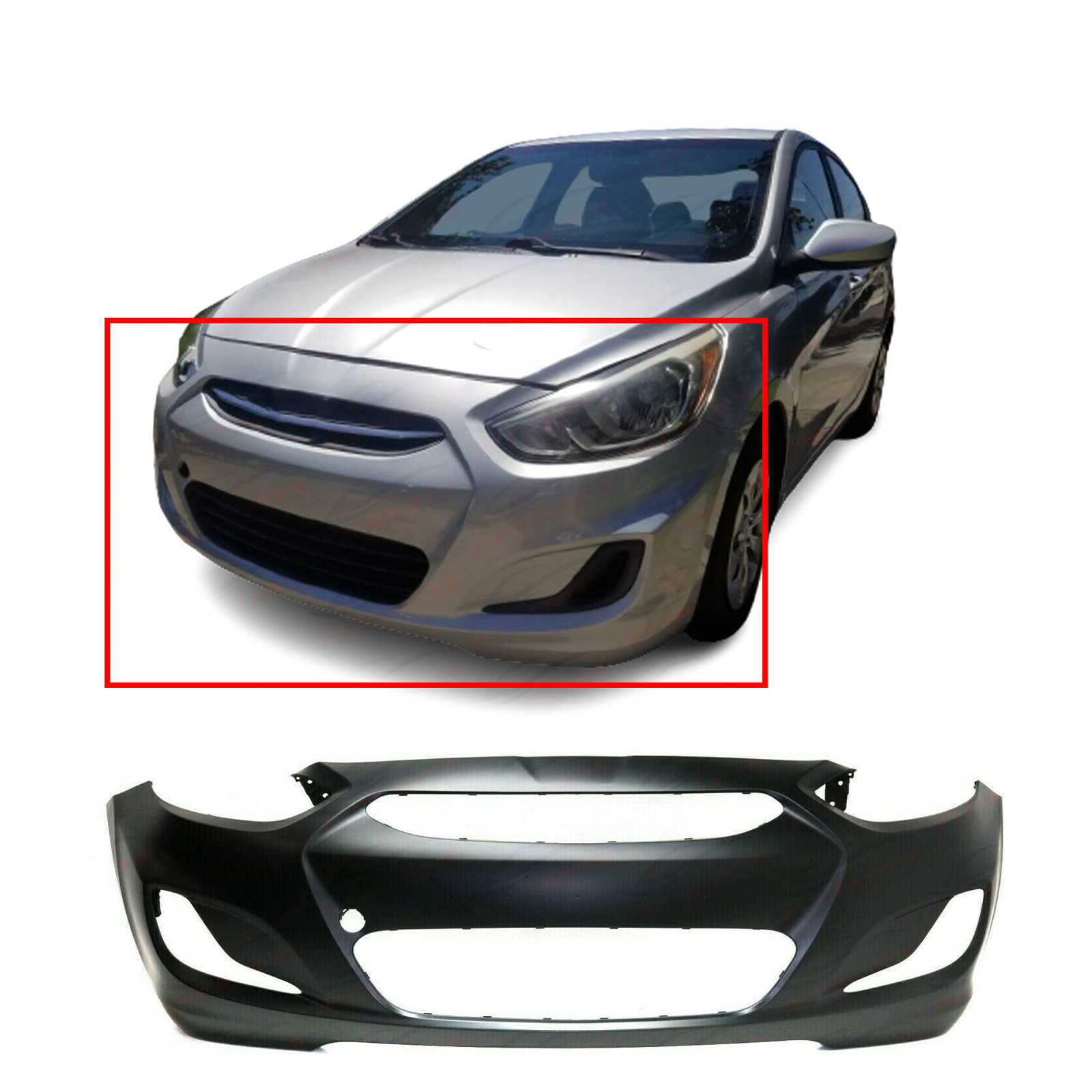 Primed Front Bumper Cover for 2014-2017 Hyundai Accent Sedan Hatchback ...