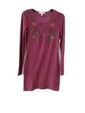 Derek Heart Junior's/Women’s sz S Long sleeve Bodycon Pink Dress - Embroidered