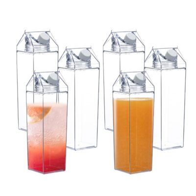 6 Pack 17oz Plastic Milk Cartoon Water Bottle Juice Container Box for Outdoor
