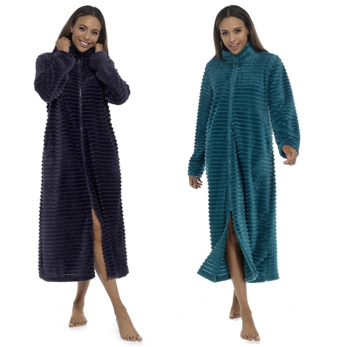Fleece Robe Ladies Zipped Dressing Gown Zippered Housecoats For Women  Homgro Women's Winter Long Plush