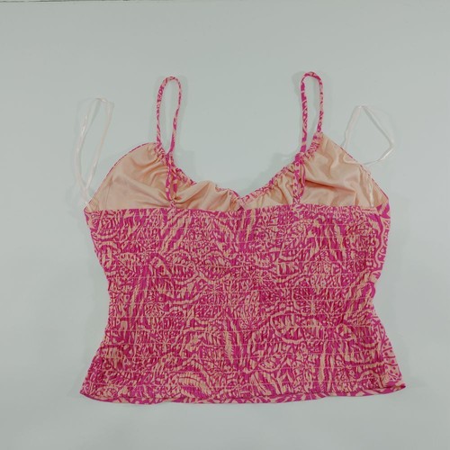 Siena Sky Pink Floral Tropical Leaf Smocked Tank Top Cami Boho Size L NWOT - Picture 2 of 10