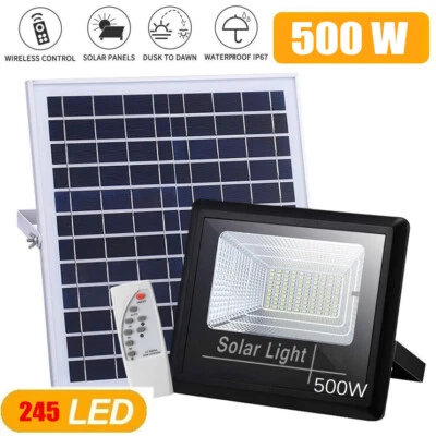 500W LED Solar Floodlight Panel Street Lights Outdoor Waterproof Remote Control