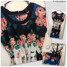 FOREVER 21 XXI Juniors Small Floral Dress Cinched Waist Tie Pockets NWOT