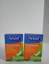 Rexall Nicotine Gum 4mg Cool Mint 2 Box 40 Totals Pieces exp 02/2025 NEW !