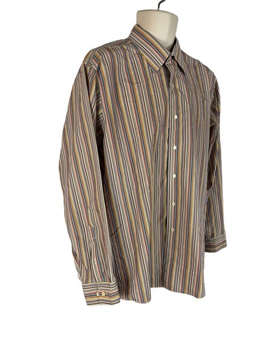 BCBG Attitude Men's XL Long Sleeve Button Up Multicolor Stripe Dress Shirt (EUC) - Picture 3 of 6