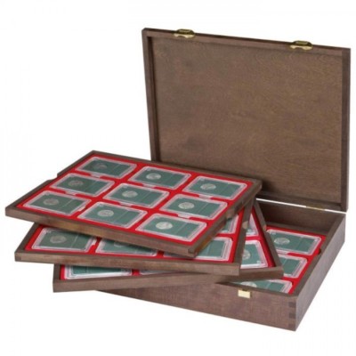 Lindner 2494-19 Echtholzkassette CARUS für Original-US-Münzenkapseln (Slabs)