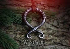 Large Viking Troll Cross Pendant with Twisted Top --- Hand-Forged Norse Necklace