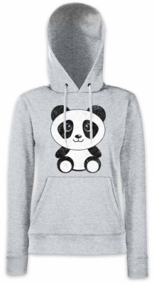 Panda I Damen Hoodie Kapuzenpullover Bear Comic Look Cutie Cute