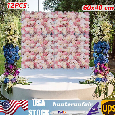 12 Pcs Artificial Flower Wall Panels Wedding Party Background Venue Decoration 