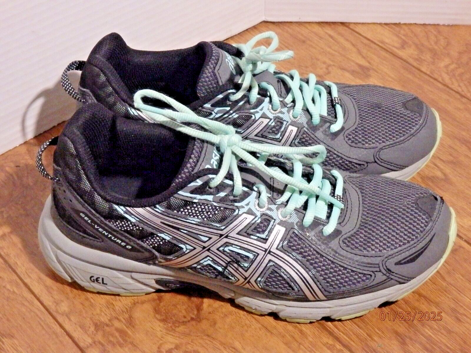 Asics Gel-Venture 6 Womens Running Walking Shoes Sz 8.5 Gray Green