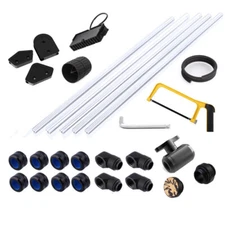 Granzon Water Cooling OD12/14/16mm Acrylic PETG Hard Rigid Tube G1/4 Fitting Kit
