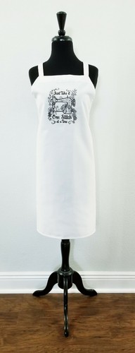 Apron Just take it one stitch at a time, sewing quilting embroidered Apron - Picture 4 of 6