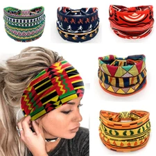 Cotton Stretch Wide Hairbands Bandana Yoga Turban Bohemian Headwear Vintage