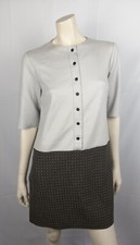 ALYSI Kleid Schurwolle 36 38 Grau Rockteil Schwarz Beige Colourblocking Halbarm