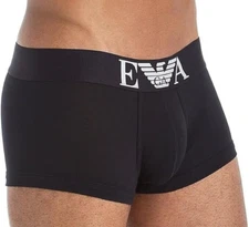 Emporio Armani Men's Essentials Stretch Cotton Trunk Underwear, XL, Black