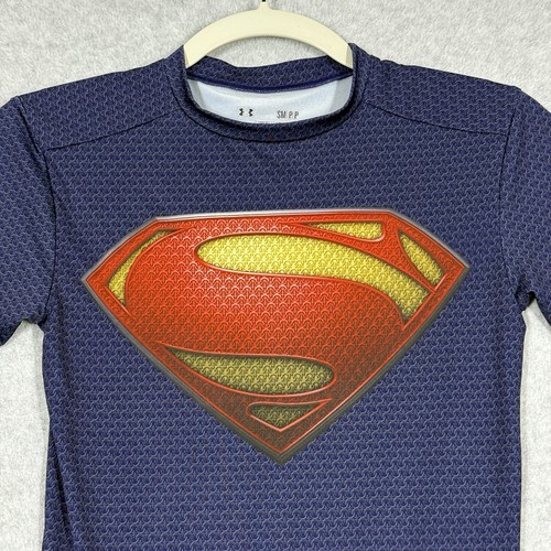 Under Armour Superman Compression Shirt Mens Small Chain Print Logo Gym Training - 第 2/12 張圖片