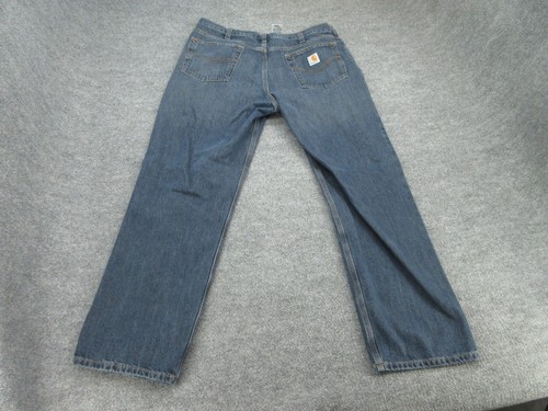 Pantalones de mezclilla Carhartt para hombre 38x32 azul relajado lavado oscuro ropa de trabajo (ACT. 38x31) - Imagen 4 de 12