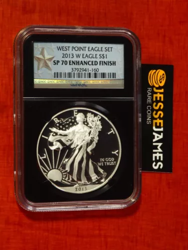 2013 W SILVER EAGLE NGC SP70 ENHANCED FINISH FROM THE WEST POINT EAGLE SET