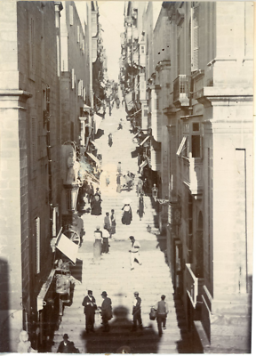 Tirage Albuminé Original De Malte Circa 1880 - Format 30x24 Cm - Rue St. Lucia