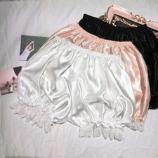 Women Imitation Silk Bloomers Ruffles Lace Panties Victorian Pumpkin Short Dance