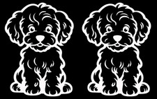 Poodle Two 5" White Vinyl Decals Car Truck Window Laptop Tablet Notebook