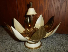 VINTAGE RARE Art Deco Lotus Flower Cigarette Dispenser WHITE AND GOLD