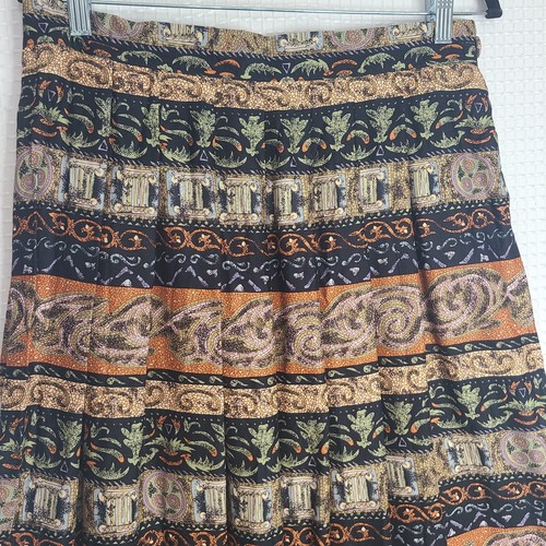 NWT Worthington Womens Sz 18 Colorful Multi-Pattern Pleated A-Line Skirt Button - Picture 2 of 16