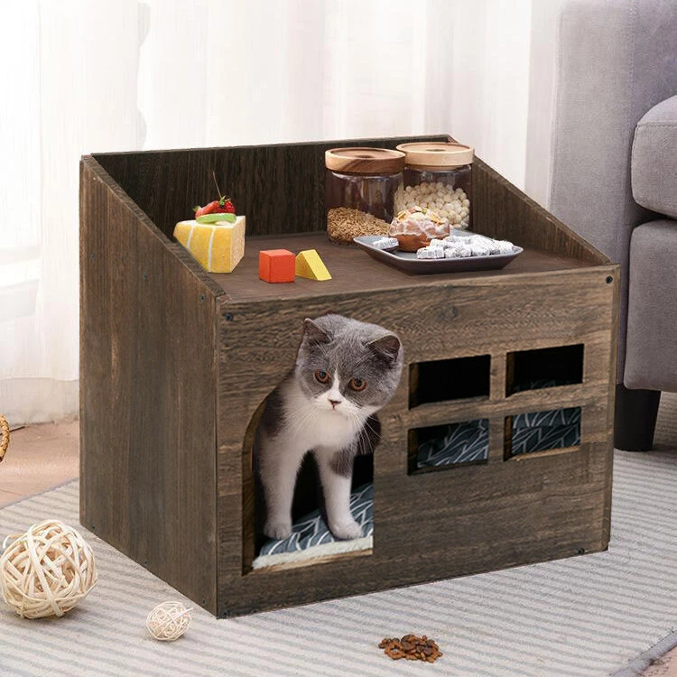 Semi closed Cat House Pet Kitty Cat Litter Box Cover Shelter with