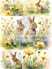 Spring Bunnies Multi | A4 Rice Paper | Paper for Decoupage | Decoupage Central