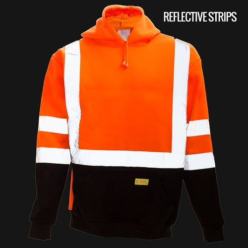 High Visibility Hooded Sweatshirt Class 3 Safety Hoodie,orange or Lime -H8311/12 - Picture 5 of 15