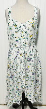 LOFT Women's Sleeveless Floral Button Ruffle Midi Dress Multicolor Size 12