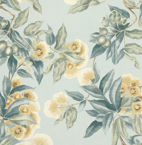 ANNA FRANZÖSISCHER VORHANGSTOFF DESIGN Kamelie Garten 9,5 MTR WEICH GOLD 100% LEINEN