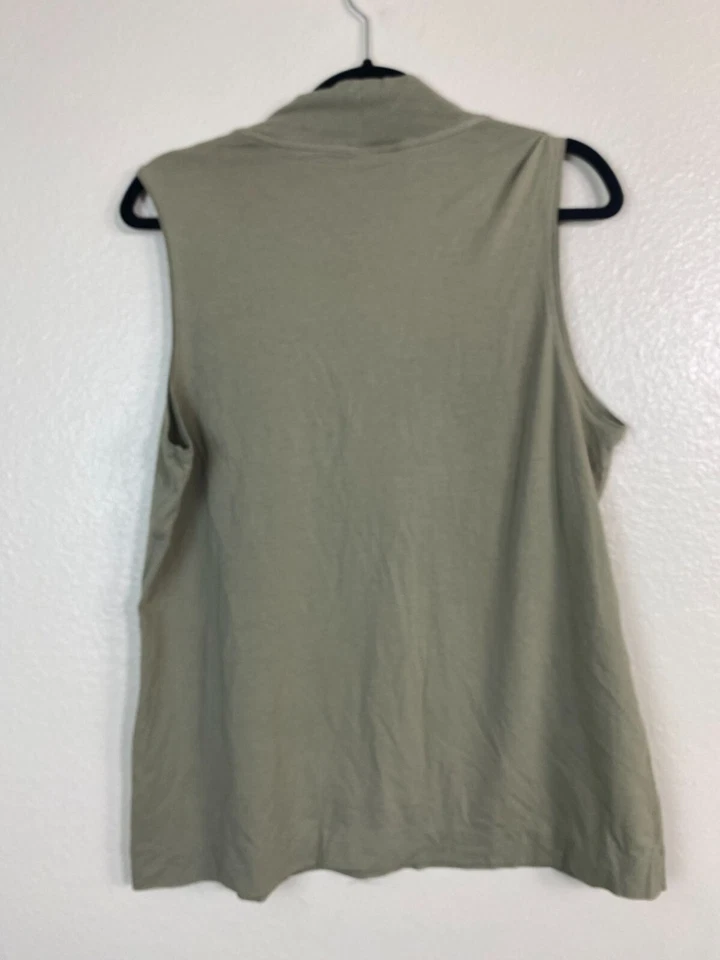 Camiseta sin mangas Athleta Outbound para mujer talla grande oliva sin mangas cuello falso algodón... Foto 2 de 4