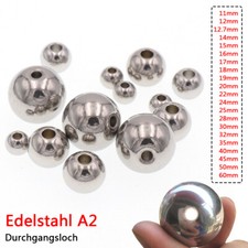 11-60mm Solide Edelstahl A2 Kugeln Rostfrei Perlen Durchgangsloch Stahlkuge Ball