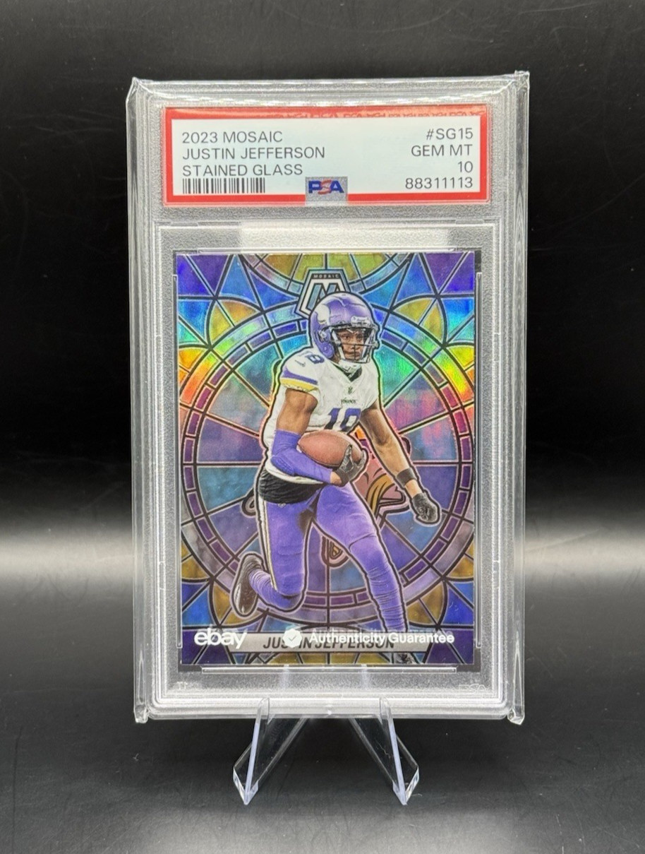 2023 Panini Mosaic Justin Jefferson Stained Glass SSP Case Hit SG-15 PSA 10
