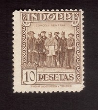ANDORRE ESP  26 A  CHIFFRE AU VERSO * CH INFIME GOM ORIGINE  dent 14 Cote= 120 €