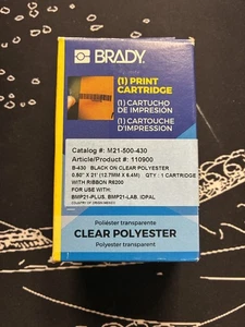 Brady M21-500-430 Label Maker Tape 1/2" noir sur polyester clair Nouveau scellé