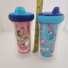 First Years Mickey Goofy and Donald 9 0z Insulated sippy cups set of 2