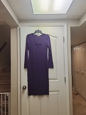 Purple Lond Sleeve Ribbed Midi Dress