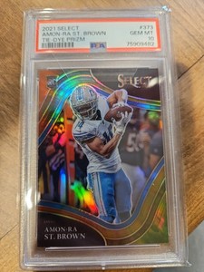 2021 Select #373 Amon-Ra St. Brown Tie-Dye Prizm Rookie Card - RC - #2/25