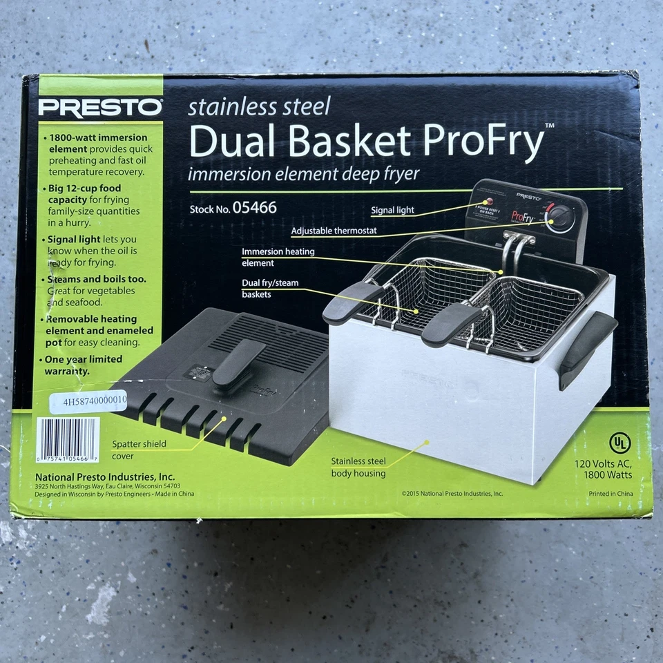 Presto Edelstahl Doppelkorb ProFry Tauchelement Fritteuse