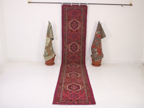2x13 Pink Runner Rug, Handmade Turkish Rug, Vintage Geometric Medallion,2.4x12.6