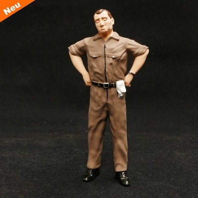 Mechaniker skeptisch, brauner Overall 1:18 Figurenmanufaktur