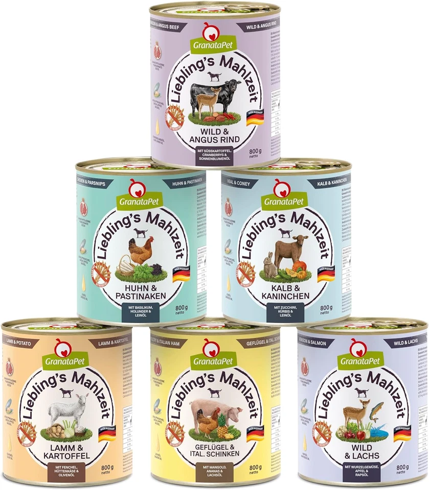 Granatapet Liebling’s Mahlzeit Multipack 1 – Getreidefreies Nassfutter für Hunde