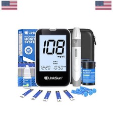 Blood Glucose Monitor Kit 100 Test Strips 100 Lancets Control Solution Large