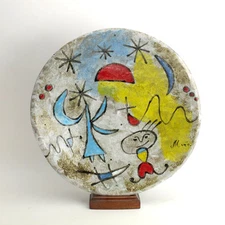 Joan Miro (1893-1983) 15 5/8" Hand Painted Pottery Charger with Figure & Stars