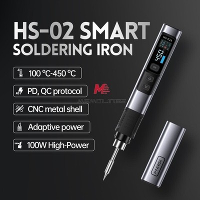 FNIRSI HS-02 Smart Electric Soldering Iron 100W 0.96'' IPS Soldering Pen Welding 